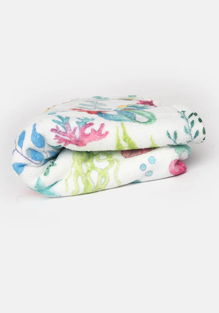 Large White Mermaid Print Towel - Image 5