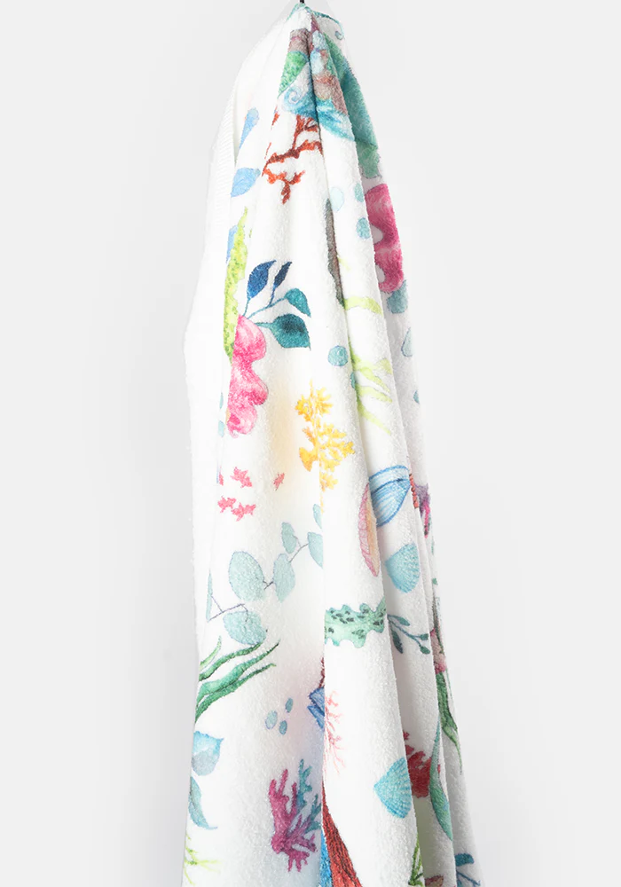 Large White Mermaid Print Towel - Image 7