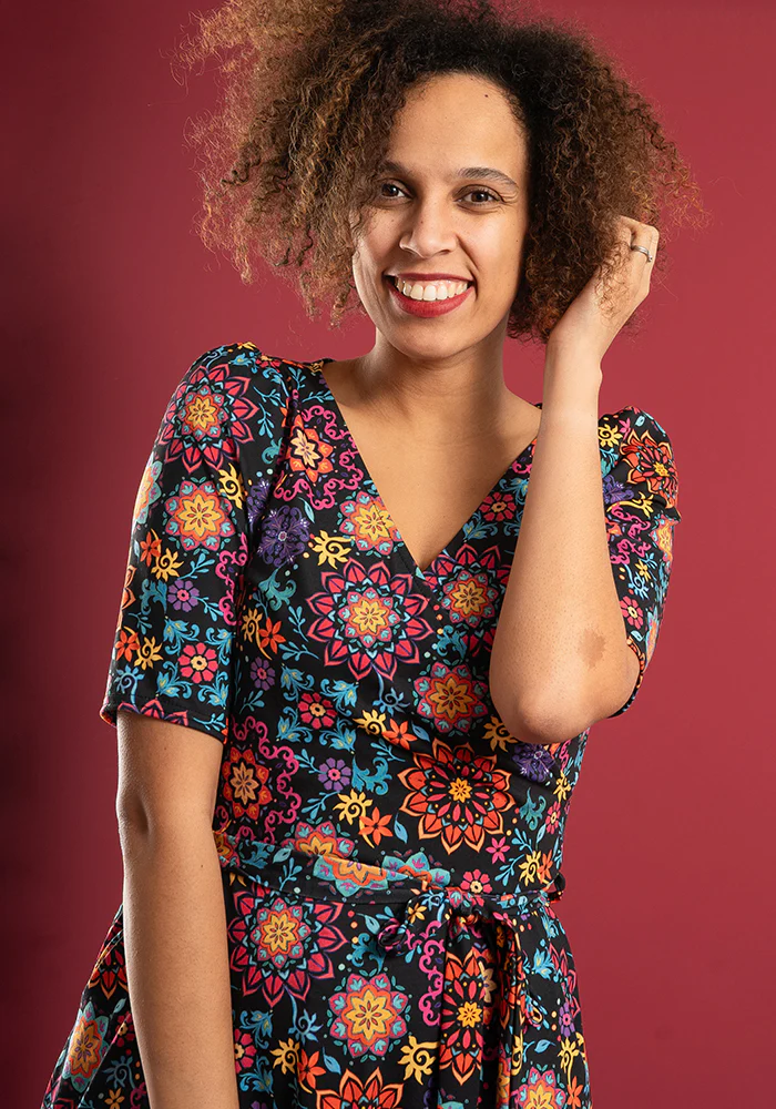 Nahla Bright Painted Tile Print Tiered Hem Midaxi Dress - Image 4