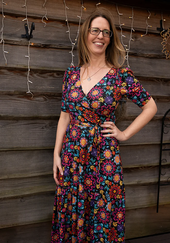 Nahla Bright Painted Tile Print Tiered Hem Midaxi Dress - Image 5