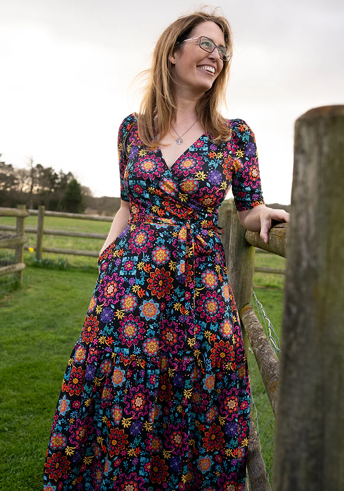 Nahla Bright Painted Tile Print Tiered Hem Midaxi Dress - Image 6