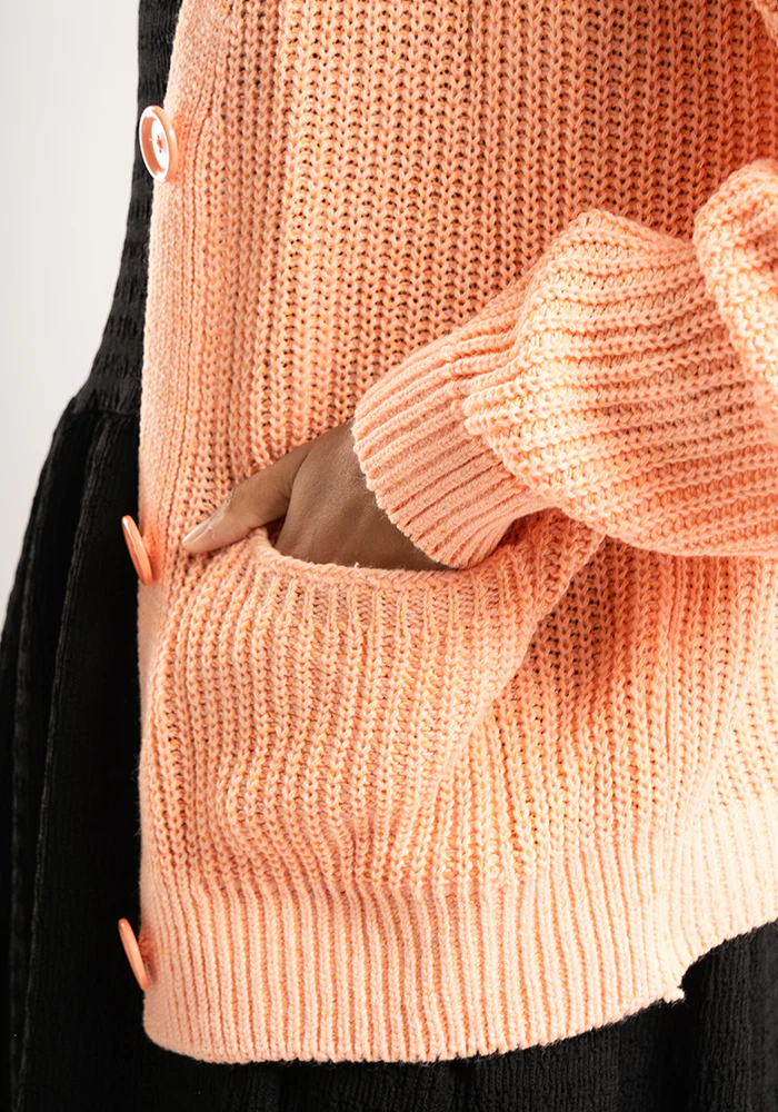 Peach Ribbed Cardigan - Image 3
