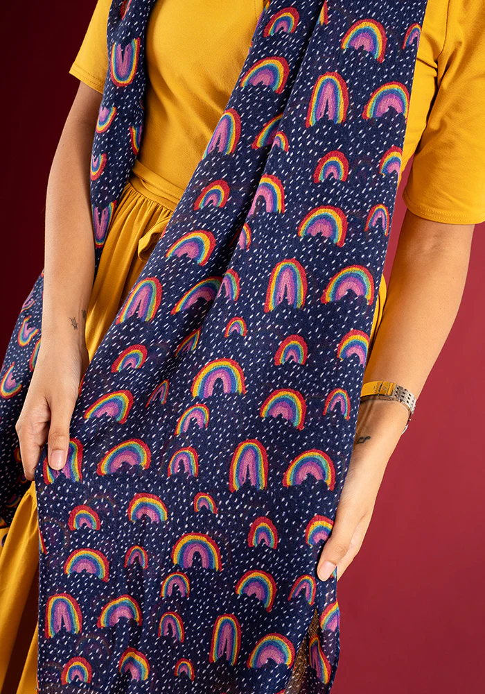 Colourful Women's Lightweight Printed Scarf (Rainbow Conversational Print) - Image 3