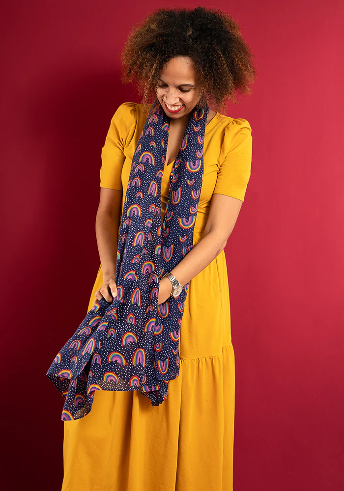 Colourful Women's Lightweight Printed Scarf (Rainbow Conversational Print) - Image 4