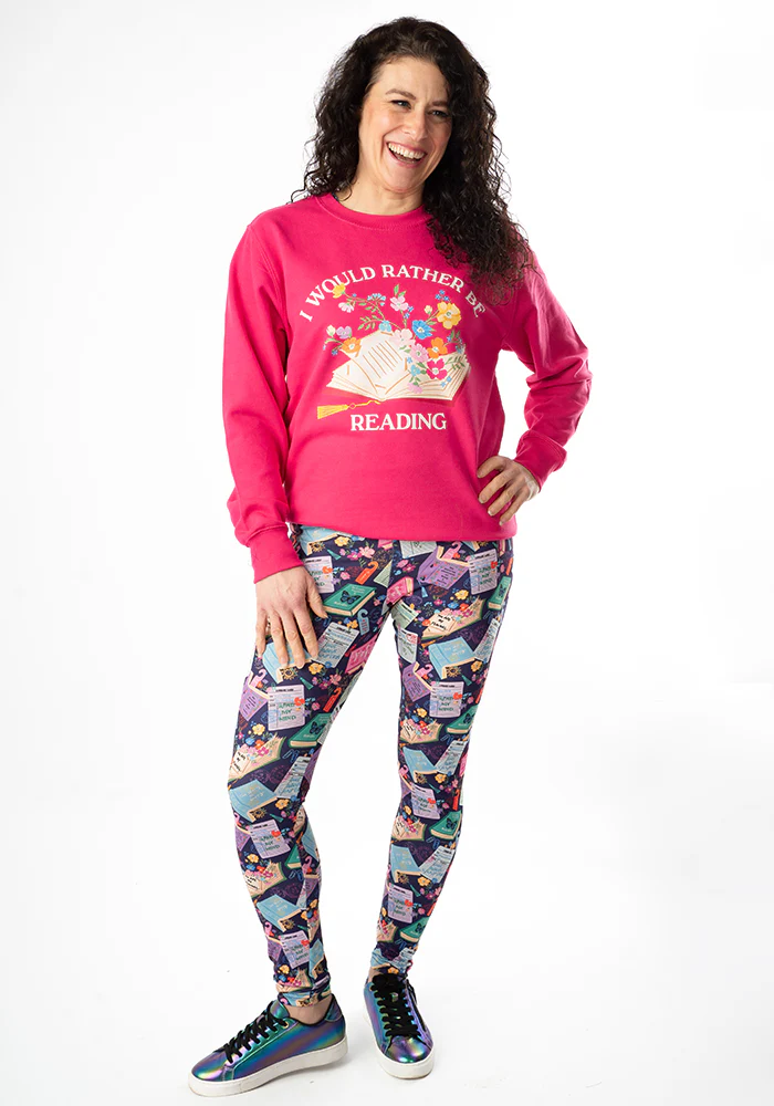 Rather Be Reading Print Sweatshirt (Hot Pink) - Image 3