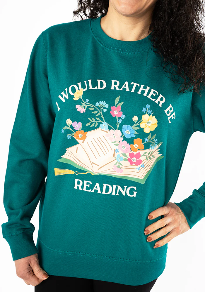 Rather Be Reading Print Sweatshirt (Teal) - Image 3
