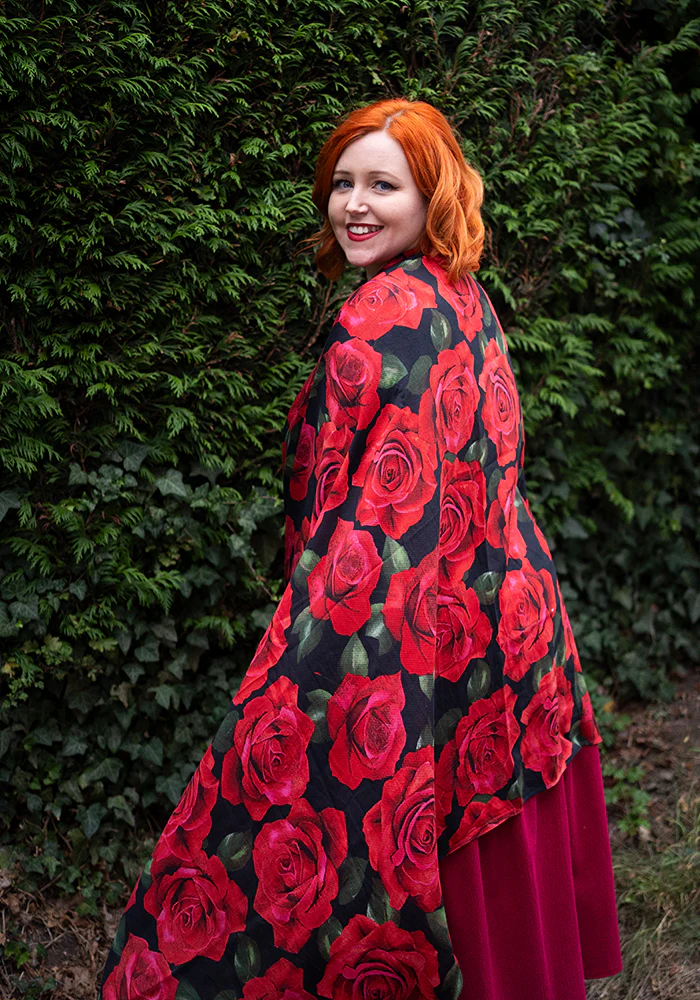 Colourful Women's Lightweight Printed Scarf (Red Rose Print) - Image 7