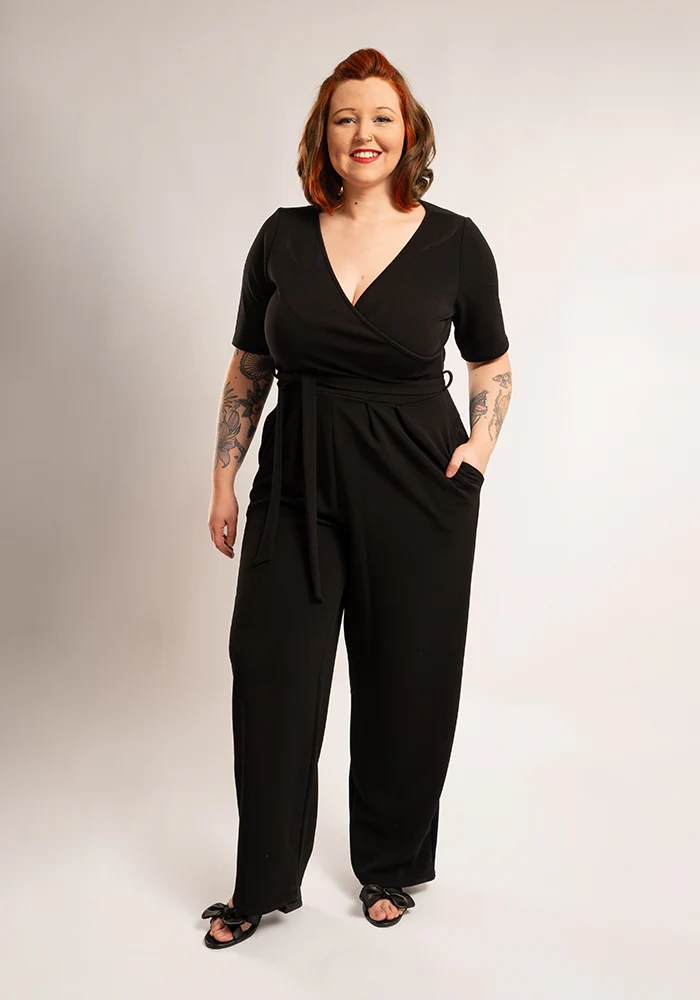Sade Plain Black Full Length Jumpsuit - Image 4