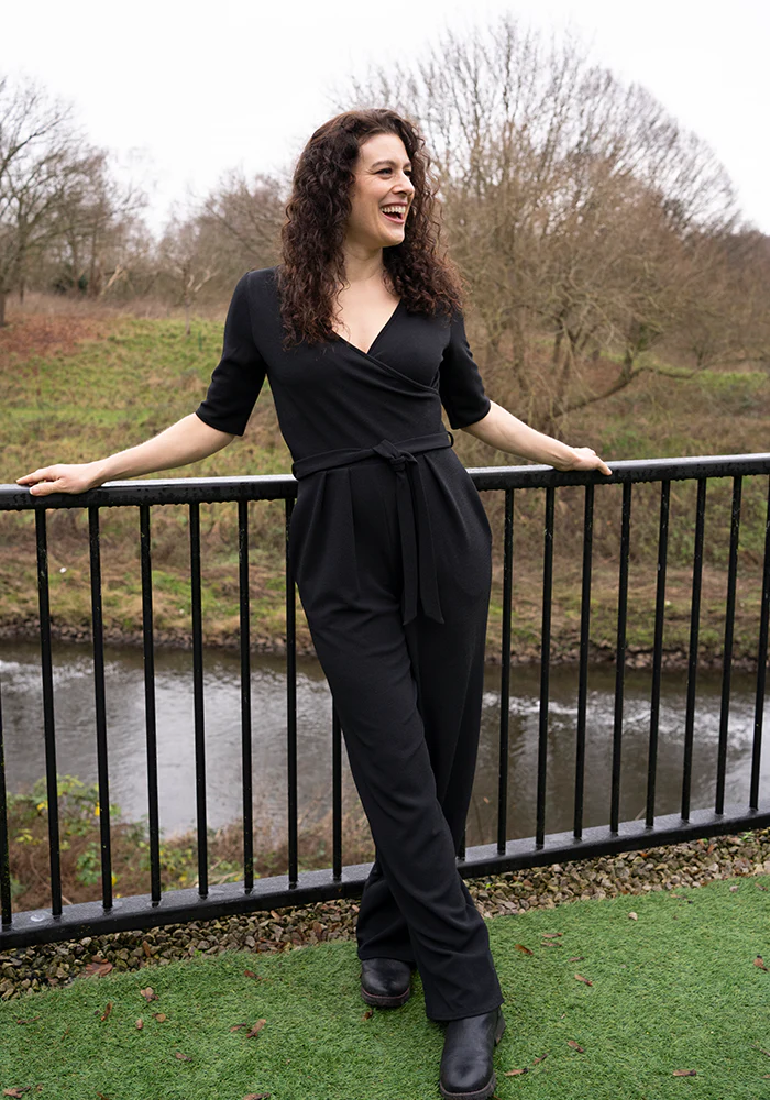 Sade Plain Black Full Length Jumpsuit - Image 5