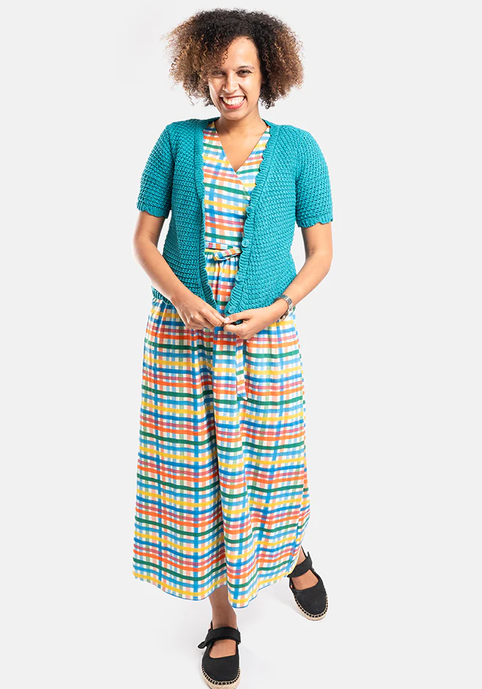 Teal Scallop Short Sleeve Cardigan - Image 3