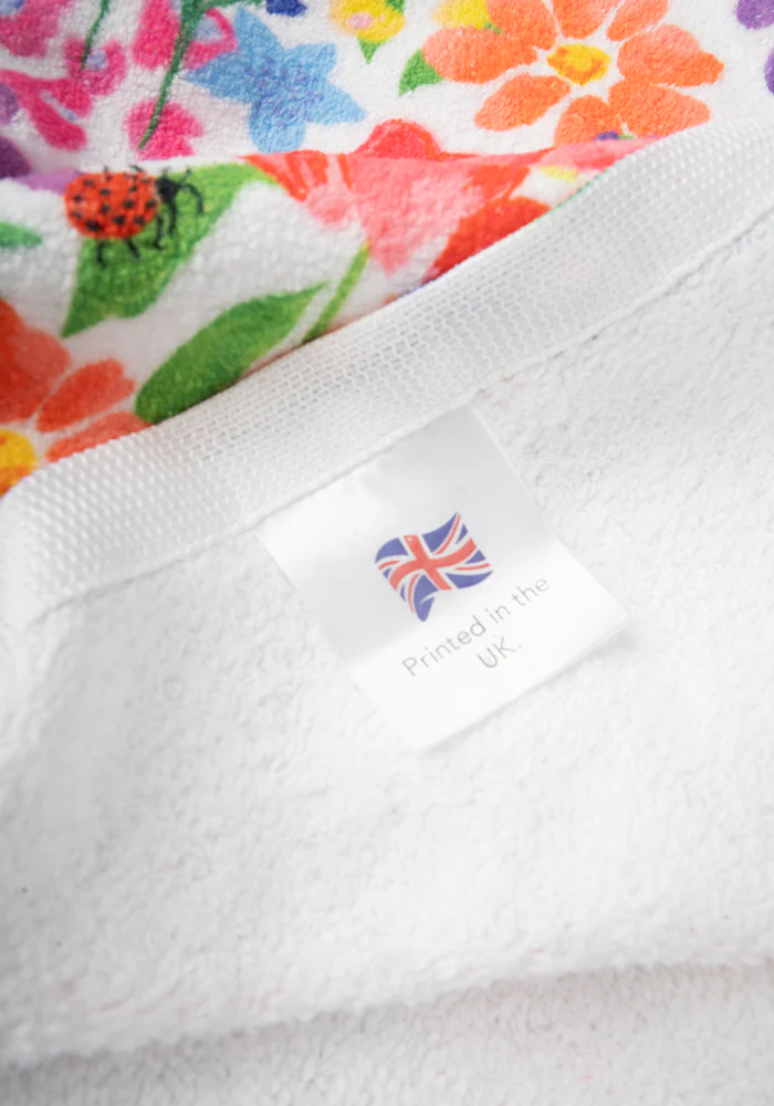Large White Rainbow Floral Print Towel - Image 4