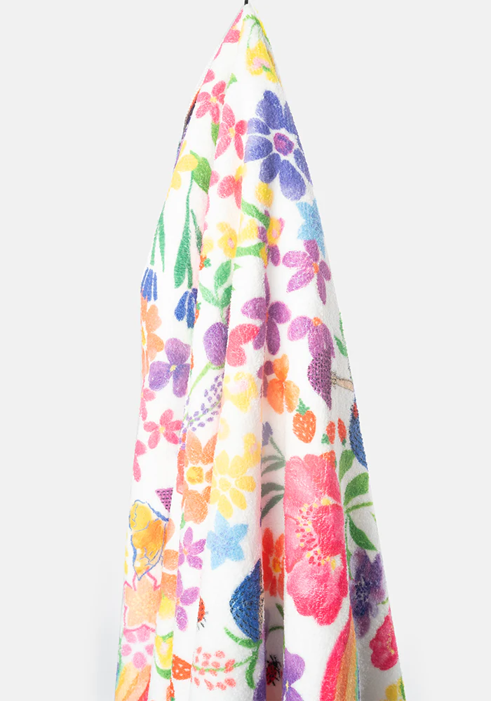 Large White Rainbow Floral Print Towel - Image 7