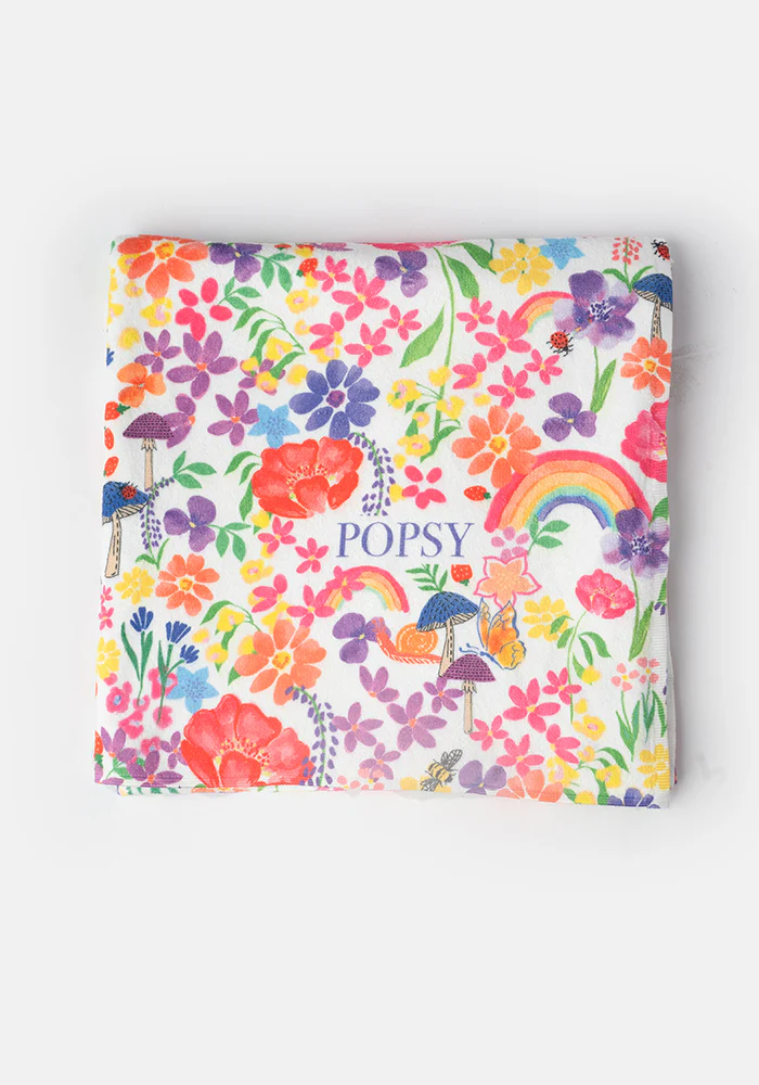 Large White Rainbow Floral Print Towel - Image 8