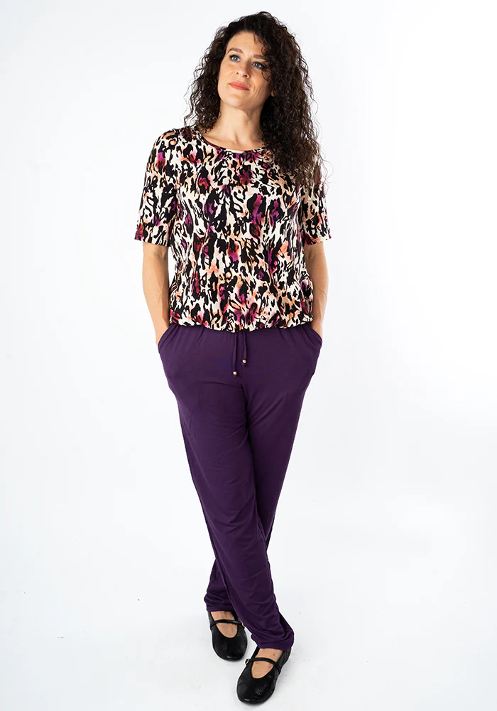 Zola Watercolour Animal Print Cotton Bubble Hem Top - Image 5