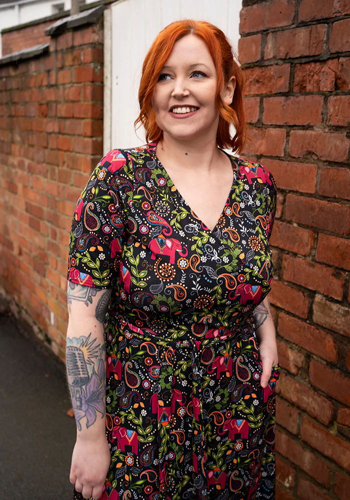 Zuri Elephant Paisley Print Midi Dress - Image 10