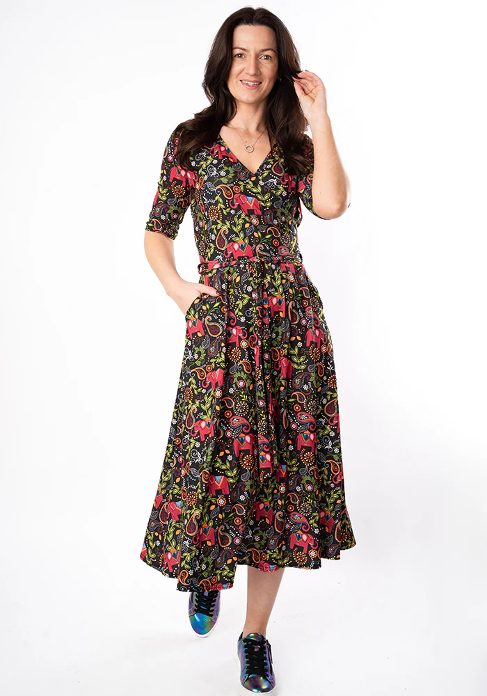 Zuri Elephant Paisley Print Midi Dress - Image 3