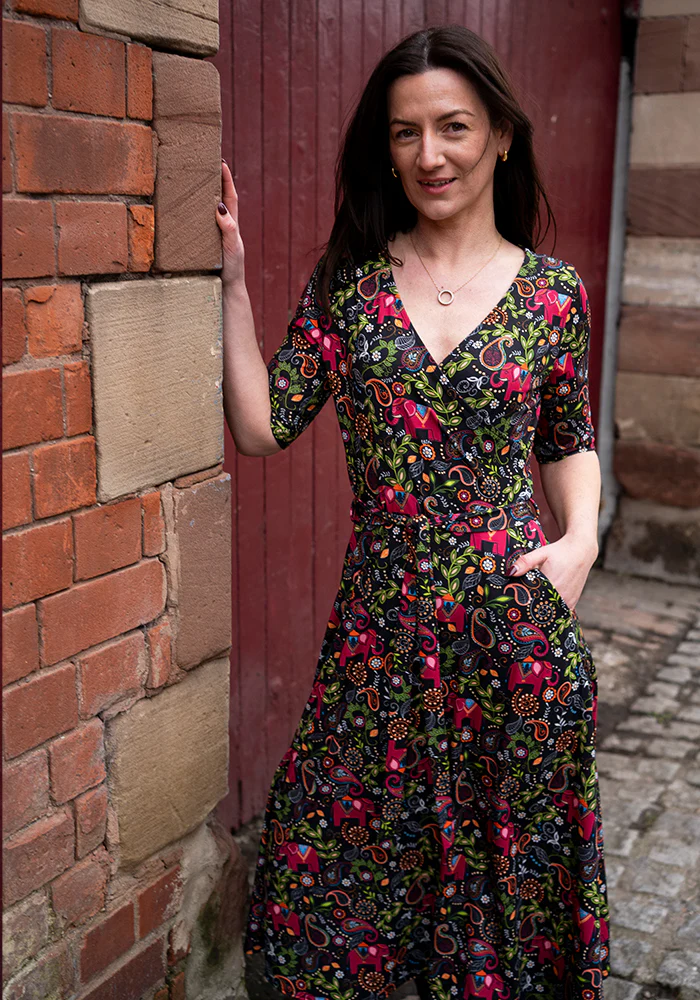 Zuri Elephant Paisley Print Midi Dress - Image 8